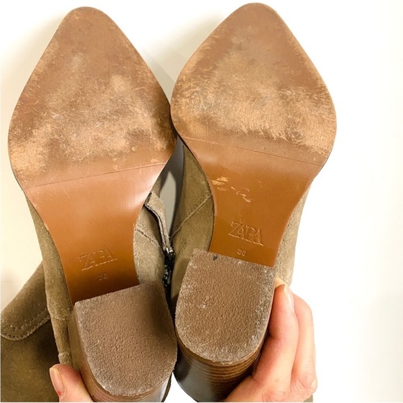 Zara suede ankle booties in taupe EUC - Picture 7 of 7